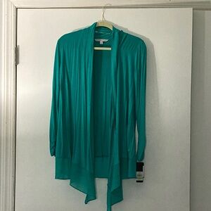 Adrienne Vittadini Turquoise Draped Cardigan